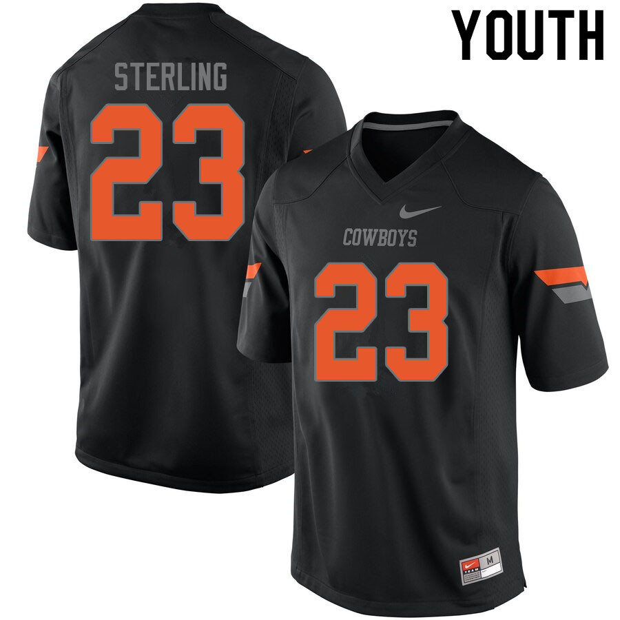 Youth #23 Tre Sterling Oklahoma State Cowboys College Football Jerseys Sale-Black - Click Image to Close